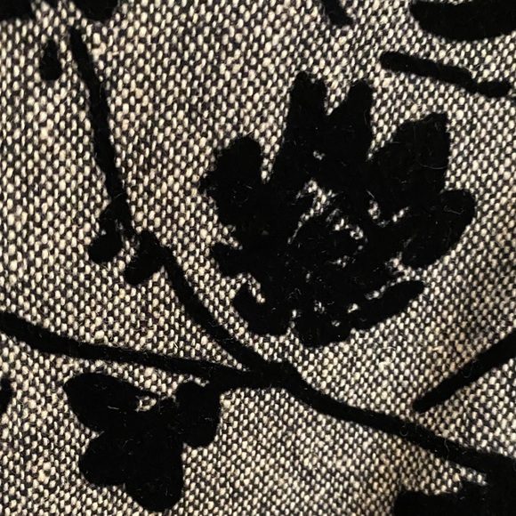 Wool silk blend midi dress with floral velvet burnout black gray sleeveless - Picture 2 of 15